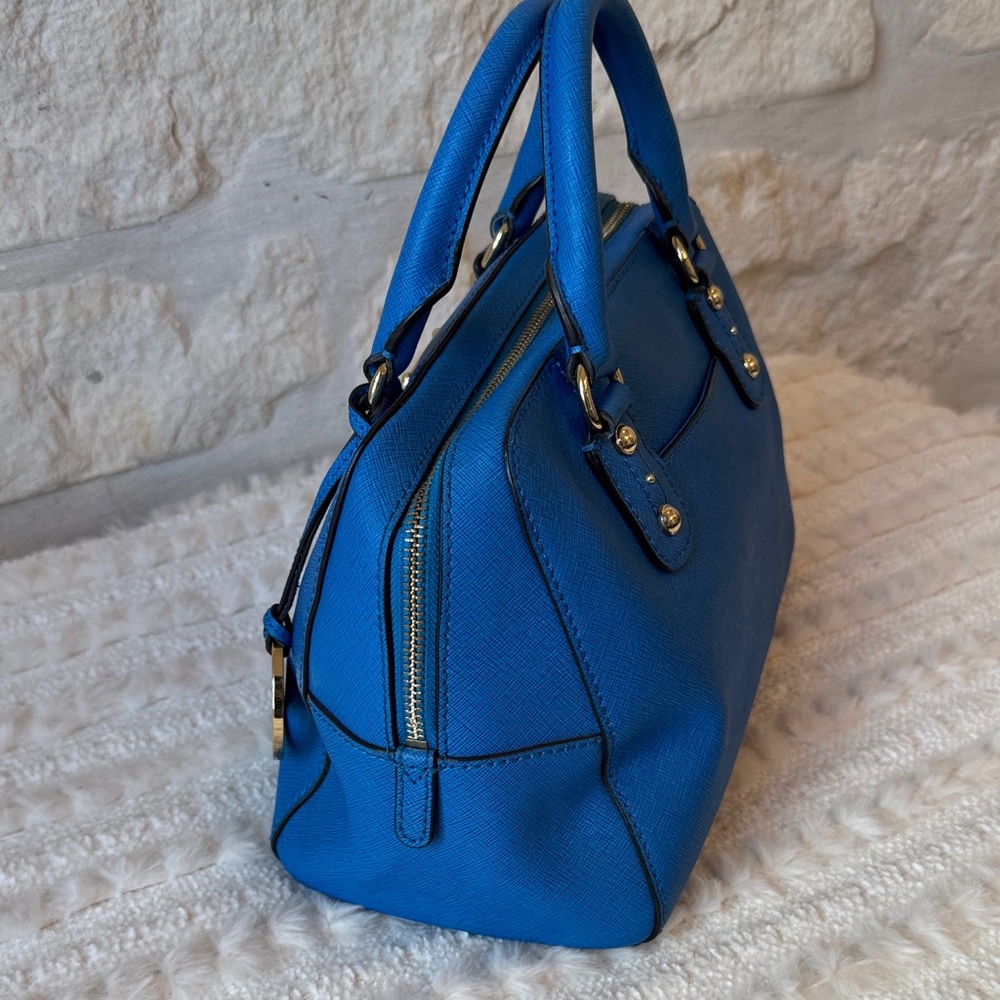 Michael Kors Cobalt Blue Satchel with Gold Accents - Picture 6 of 8
